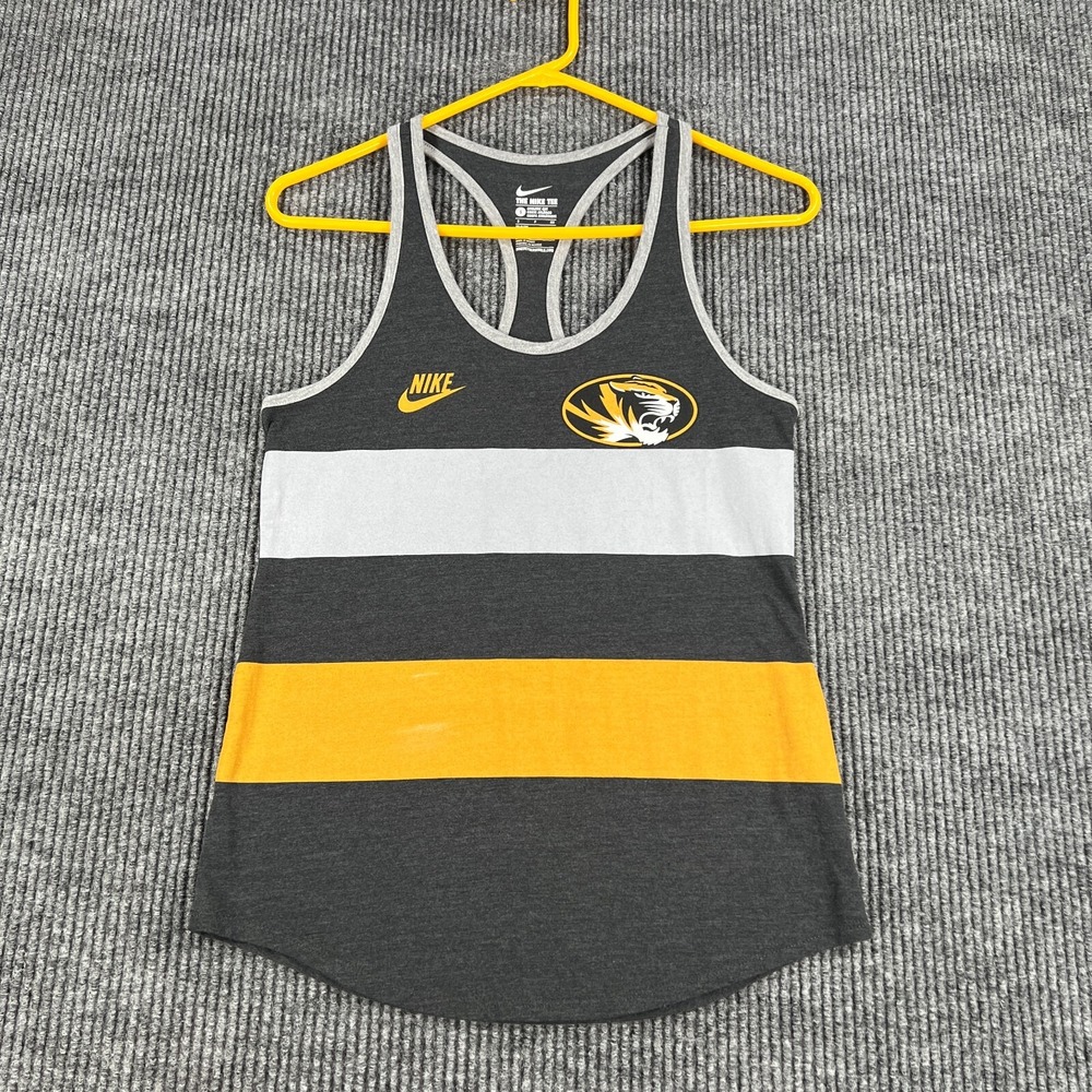 Missouri Tigers Mizzou Tank Top Womens Large Gray Striped Nike SEC Football